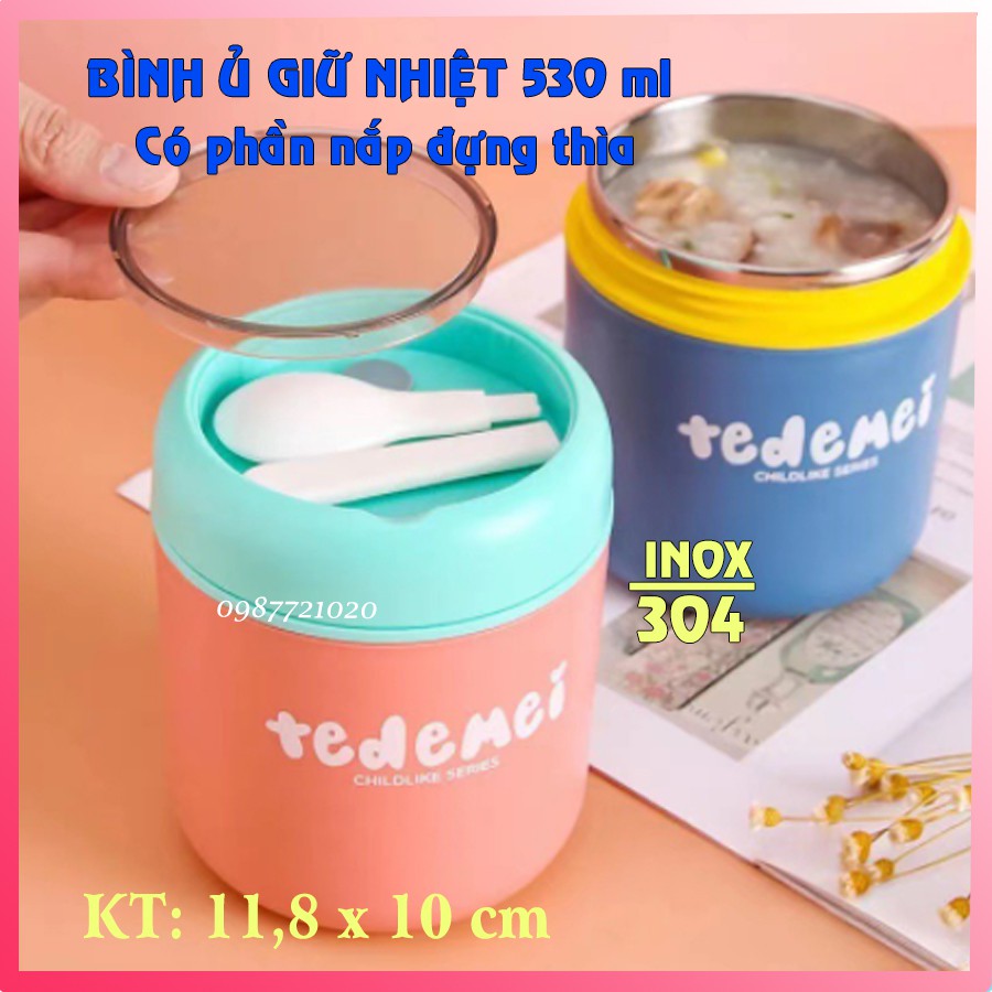 Hộp giữ nhiệt 430ml |Bình ủ cháo 530ml kèm muỗng Hộp đựng canh thuỷ tinh 520ml| Hộp đựng cơm Văn Phòng