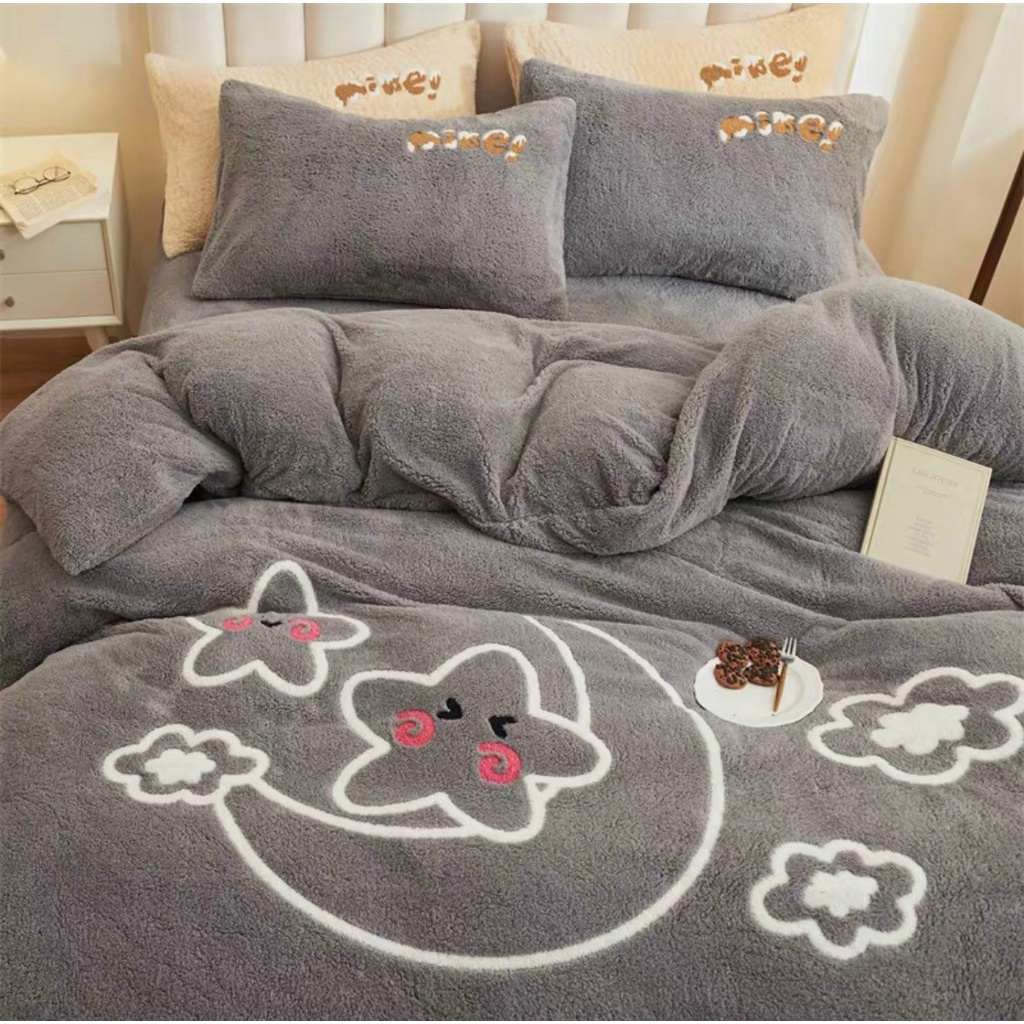 Bộ ga gối nỉ bông tuyết sữa, bộ sưu tập 4 món nỉ tuyết sữa đủ kích thước dày dặn cho mùa đông ấm áp hàng nhập loại 1