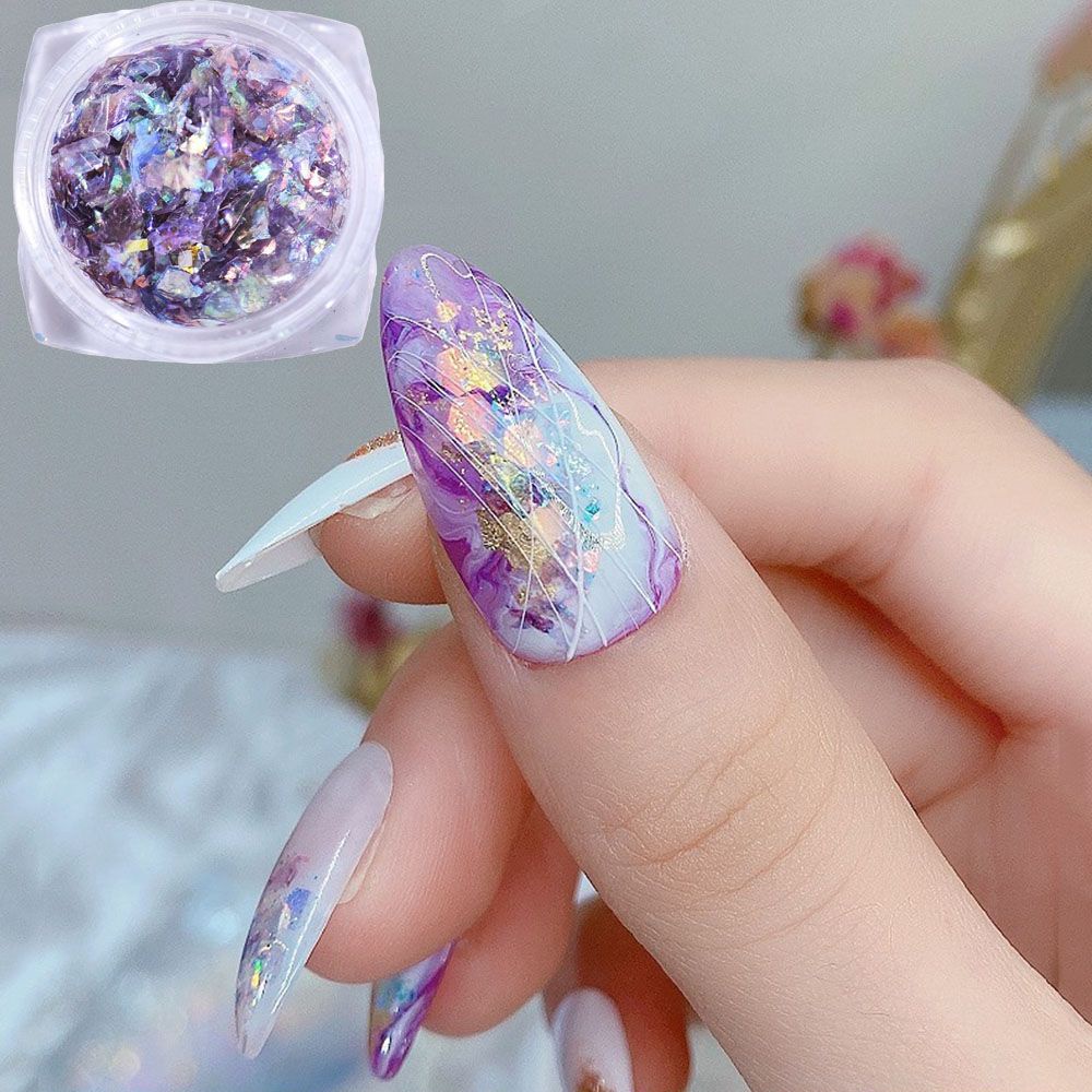[Hàng mới về] Hộp kim sa mảnh giấy bóng kính aurora lấp lánh tỏa sáng cho trang trí móng nghệ thuật DIY