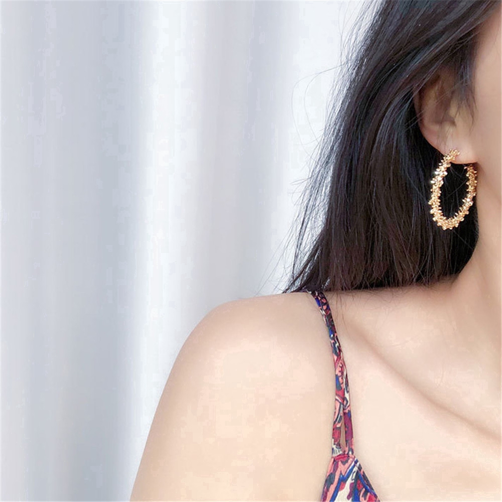 fashion woman Hyperbole Opening circle ear hoop gold silver dangle jewelry gift