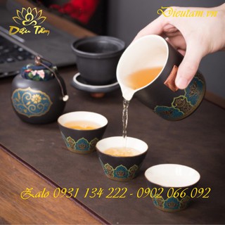 Bộ ấm trà có túi da đựng cao cấp