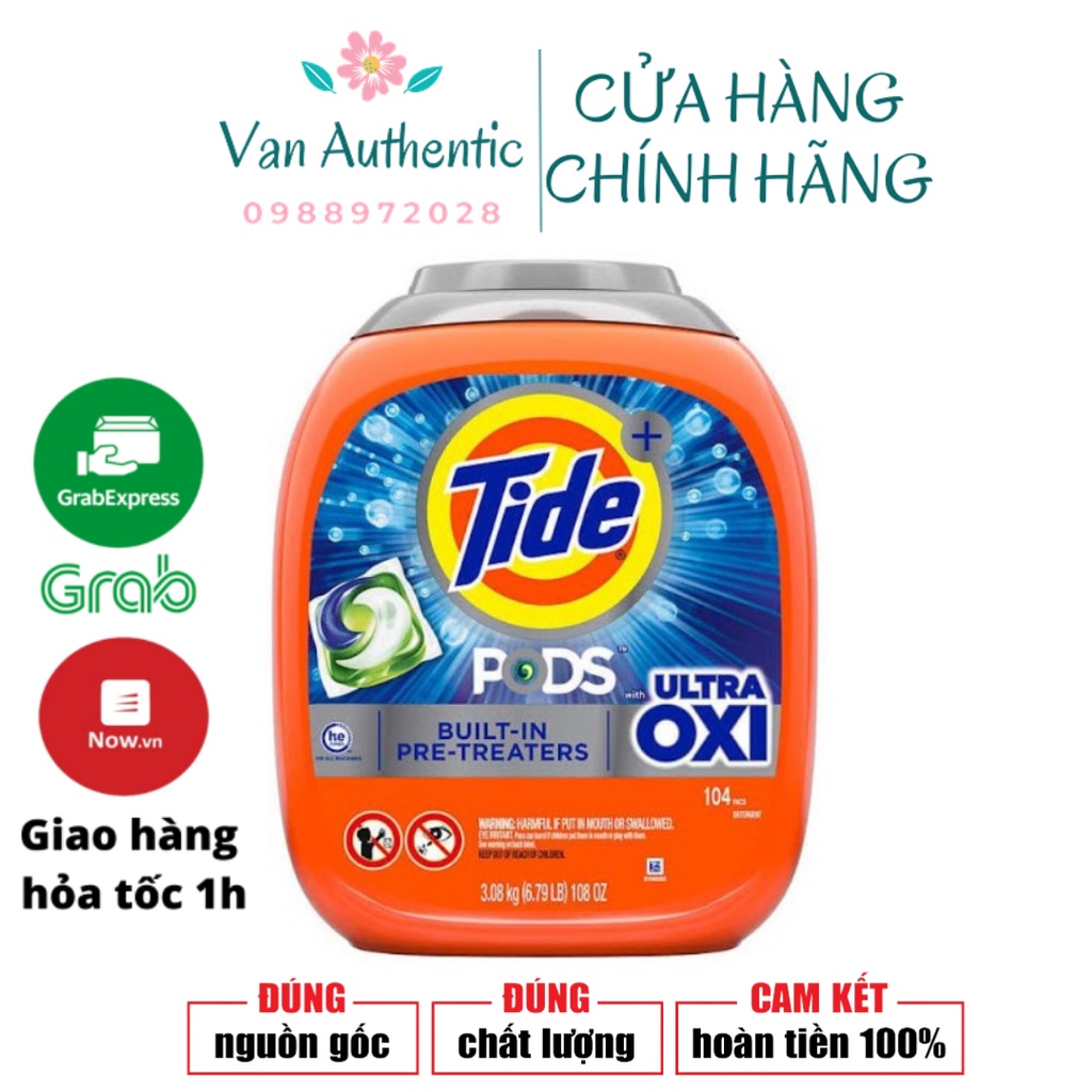 Viên Giặt Xả Tide Pods Ultra Oxi 104 Viên Hàng Chuẩn Mỹ