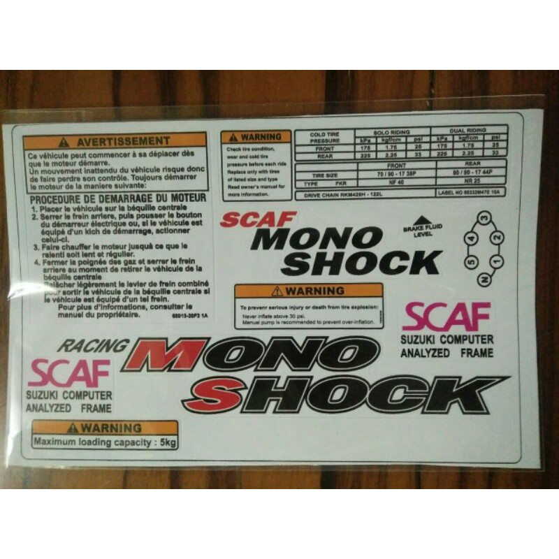 Bộ tem thông số Sport New Mono Shock