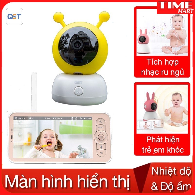 Camera ip baby monitor QCT 1080p kèm 1 màn hình kết nối [TIME_MART siêu thị tiện ích gia đình]