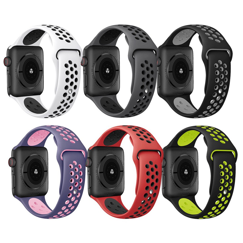 Dây đeo Apple watch chất liệu cao su cao cấp Nike+ đủ màu cho 45mm 41mm 44mm 40mm 42mm 38mm iWatch Series 7 6 SE 5 4 3 2