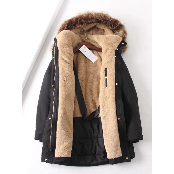 Áo khoác kaki parka nữ lót lông xuất xịn Za mẫu 2021 dáng dài có mũ tháo lắp  Shop Haul - AP-G01