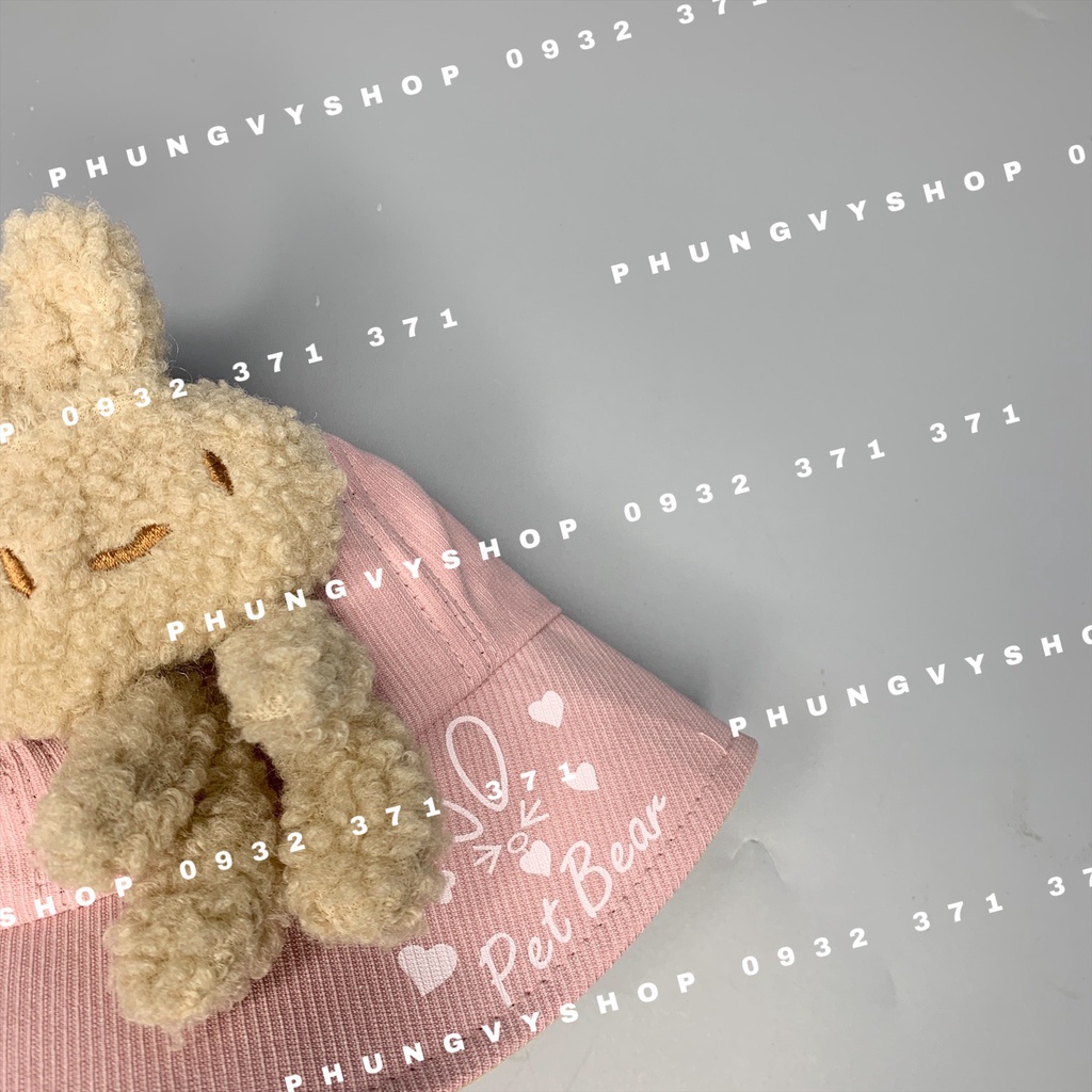 Bé 2.5-6 Tuổi/ Vòng đầu 52cm_ Mũ Bo cực dễ thương GẤU PET BEAR- Nón Tai bèo