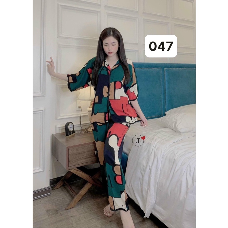 Bộ pijama LỤA pha ĐŨI- BỘ ÁO TAY NGẮN - QUẦN DÀI mặc nhà  mềm mại dễ thương | BigBuy360 - bigbuy360.vn