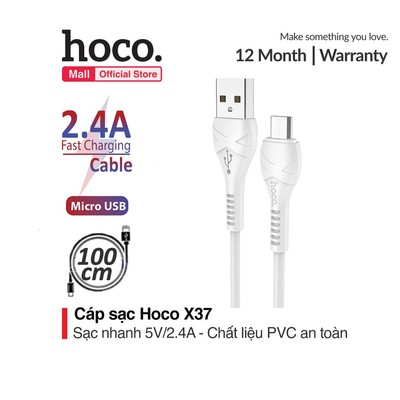 Cáp sạc Hoco X37 Micro sạc nhanh 2.4A dài 1m ,chất liệu PVC an toàn cho Samsung note 10 Huawei 10 Oppo Reno3