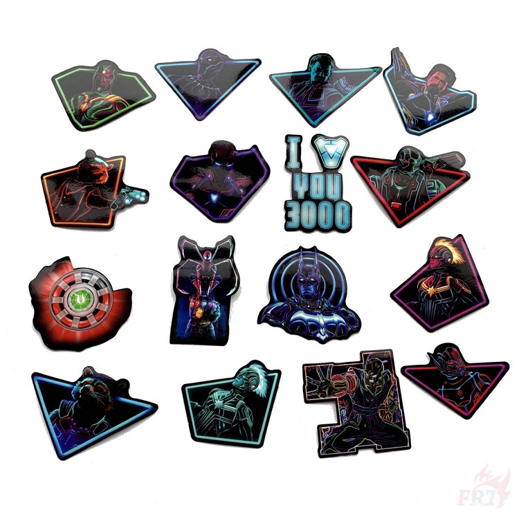 64 Nhãn dán hình siêu anh hùng Marvel màu neon dòng 02 trang trí laptop/ván trượt thời trang DIY