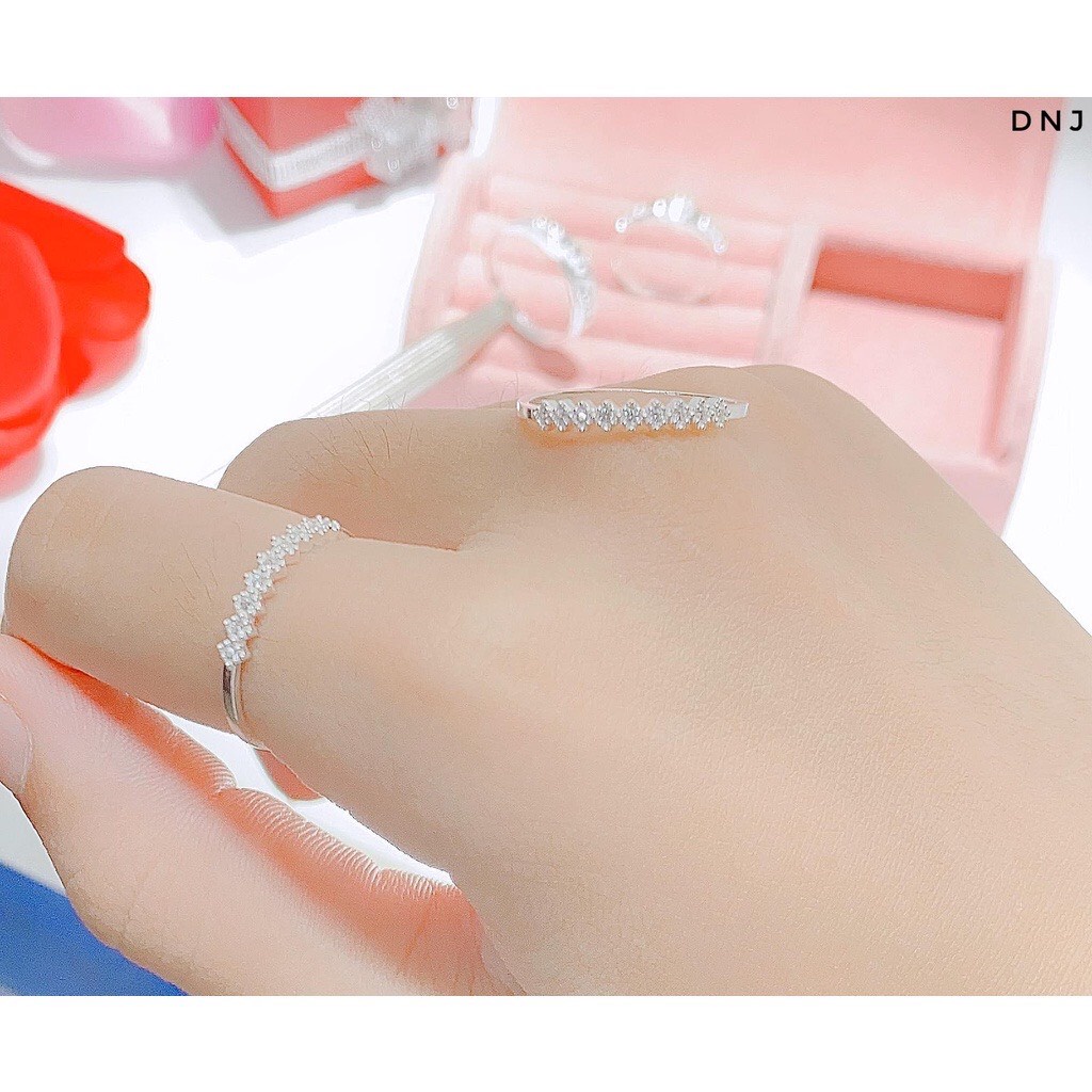Nhẫn bạc ta đính đá hình thoi tinh tế nhẹ nhàng nữ tính - Kho sỉ bạc Nhất Linh