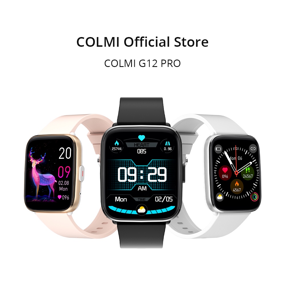 Đồng hồ thông minh COLMI G12 PRO gọi điện Bluetooth theo dõi huyết áp nhịp tim với dây đeo silicon 22mm