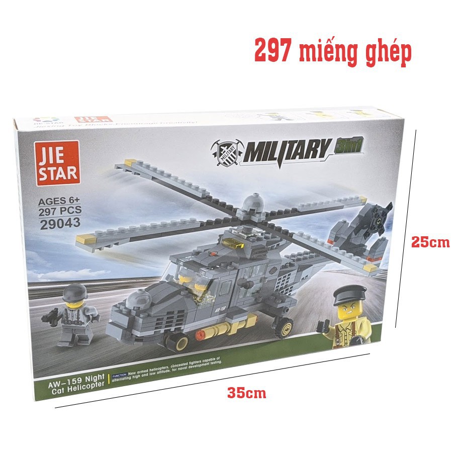 Bộ LEGO lắp ráp máy bay trực thăng 297 miếng - Lego lắp ráp chiến tranh thế giới thứ 2