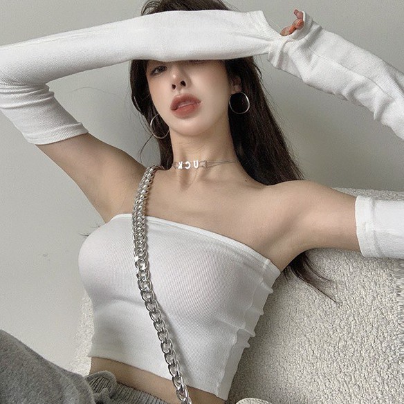 Áo dệt kim tay dài dáng ôm hở vai quyến rũ cho nữ COZOK