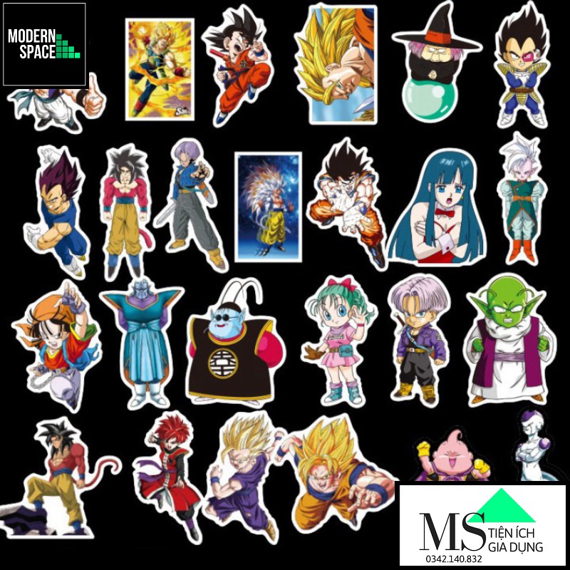 Sticker PVC Songoku Dragon Ball ST-010 - Cả bộ 100 Hình dán Chống nước 7 Viên ngọc rồng