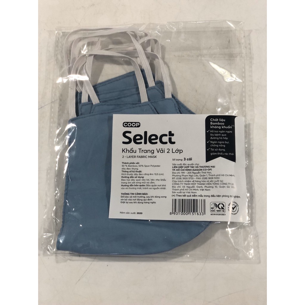 KHẨU TRANG VẢI 2 LỚP CO.OP SELECT ( 3 cái ) | BigBuy360 - bigbuy360.vn