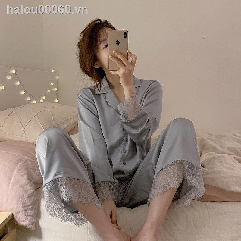 Bộ Đồ Ngủ Vải Lụa Lạnh Mỏng Tay Dài Phong Cách Mới Dành Cho Nữ 2021 | BigBuy360 - bigbuy360.vn