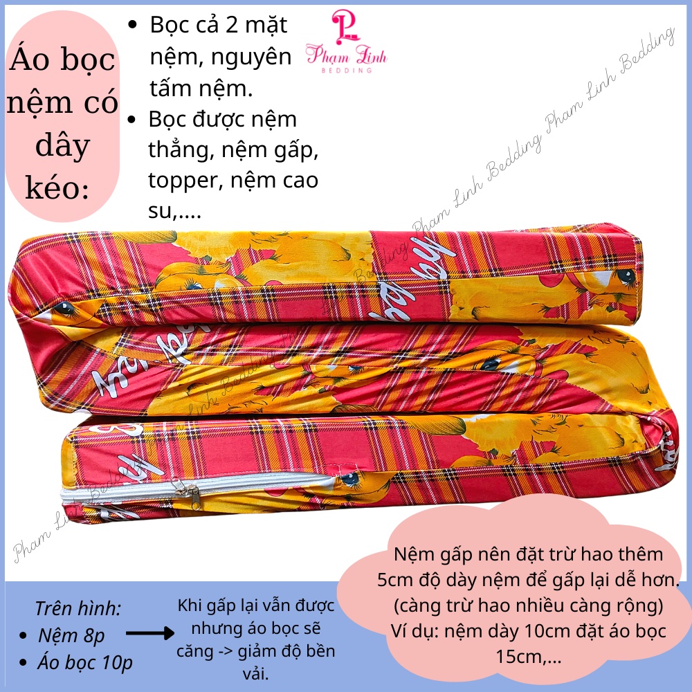 [Ngẫu nhiên] Áo bọc nệm 2 mặt dây kéo vải thun lạnh Việt Nam sợi Jersay (sẹc xây) tấm bảo vệ nệm topper