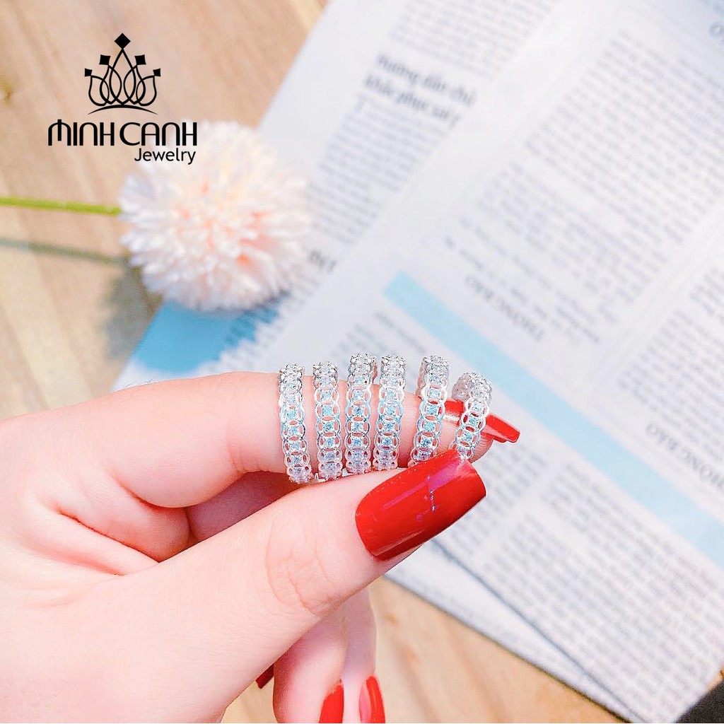 Nhẫn Kim Tiền Bạc Tài Lộc Đính Đá Viền - Minh Canh Jewelry