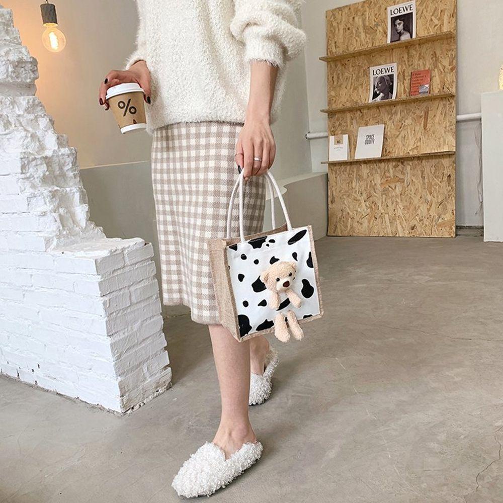 Osier1 Túi Tote Đeo Vai Bằng Vải Bạt Dễ Thương Cho Nữ Khi Đi Mua Sắm