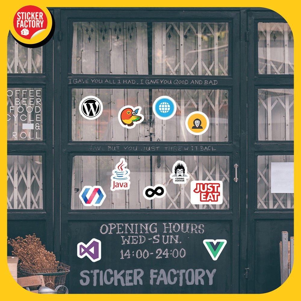 Developer lập trình viên - hộp set 100 sticker decal hình dán nón bảo hiểm , laptop, xe máy, ô tô - STICKER FACTORY