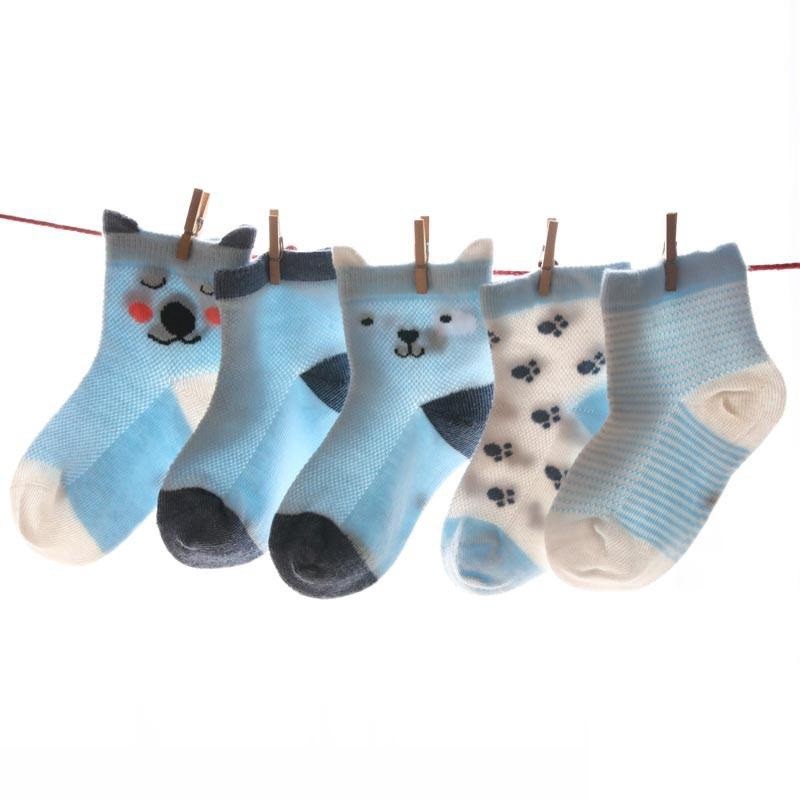 Set 5 Đôi Vớ Cotton Họa Tiết Dễ Thương Cho Bé