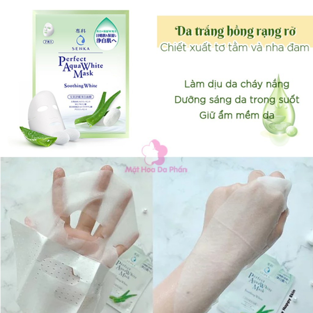 Mặt nạ dưỡng trắng dịu mát da Senka Perfect Aqua Soothing White Mask 25ml - Ngoc Lan.Violet