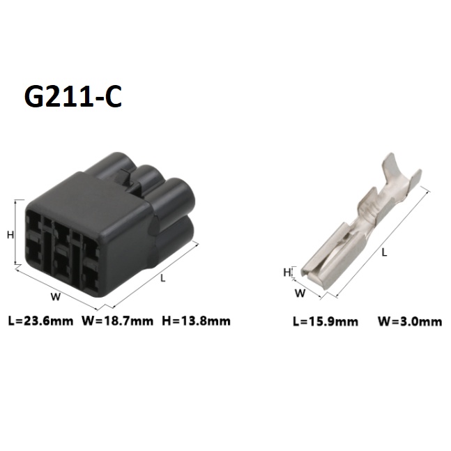 G211-Giắc cắm ô tô cảm biến oxy phích cắm chống thấm nước 6 lỗ 2.2mm