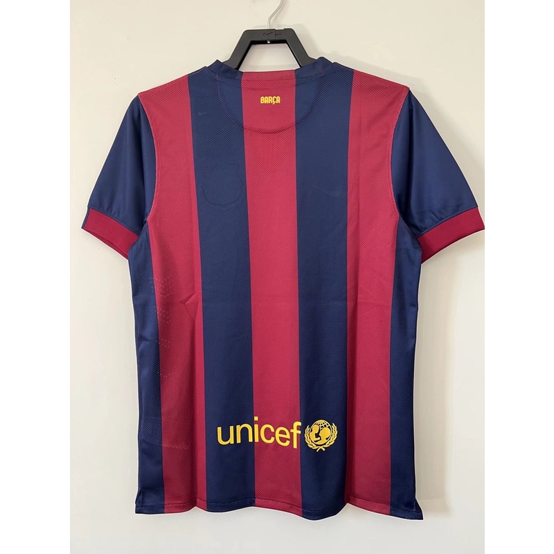 Áo thun bóng đá tay ngắn in logo Barcelona phong cách retro cao cấp cho nam 14/15 S-XXL