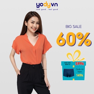 Áo sơ mi YODY Nữ cổ tàu tay tiên phong cách mềm mịn thoải mái SCN4142