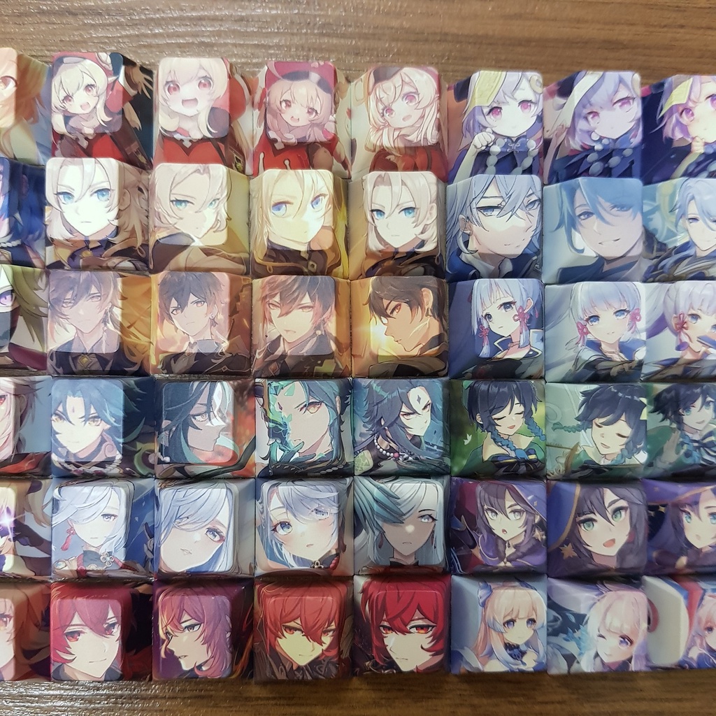 Set 4 nút bàn phím hơn 50 nhân vật genshin impact keycap PBT kazuha yelan xiao hutao ayaka raiden yae ganyu