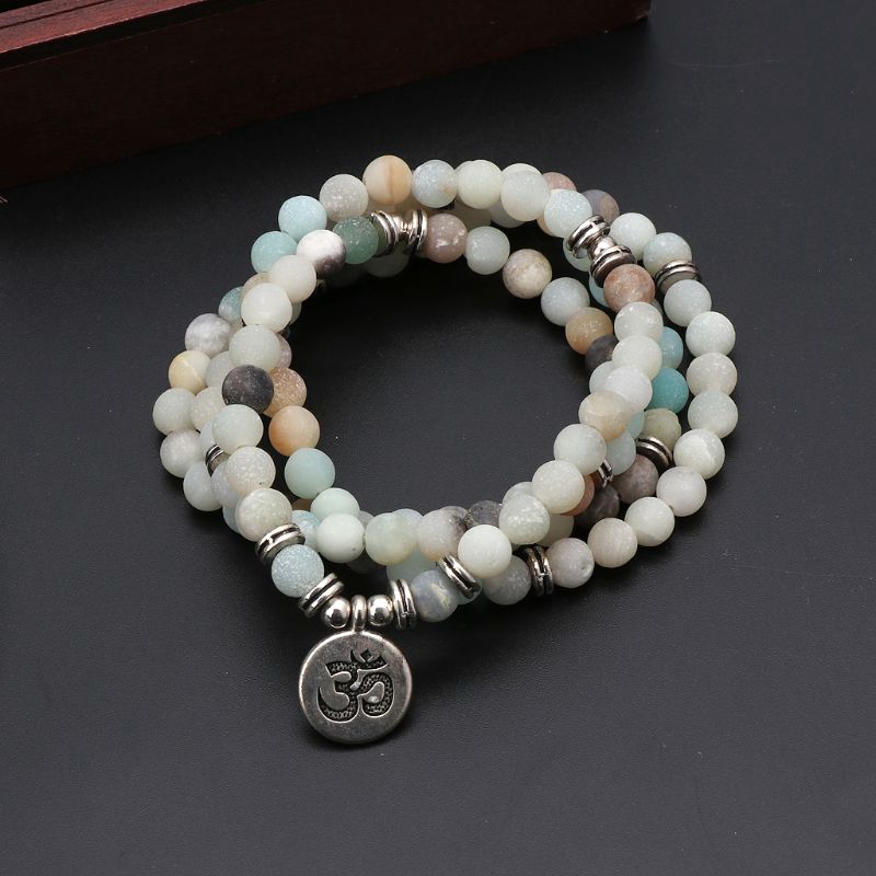 Vòng Cổ Chuỗi Hạt Đá Mala Amazonite 108 Hạt