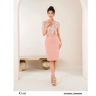 Chân váy juyp chéo Hàn hồng phối khuy Orchid - GH8O649