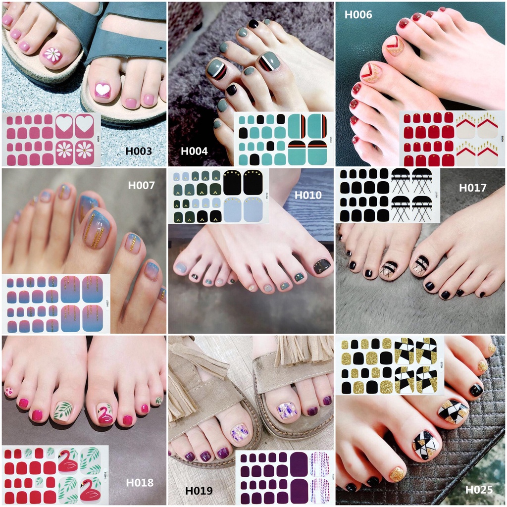 Sticker dán móng chân có sẵn keo dán, không thấm nước nail sticker - The Collar Box