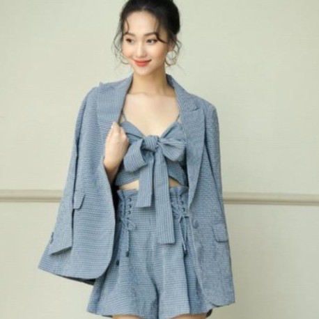 Áo Elise croptop 2 dây thắt nơ ngực form siêu đẹp sexy size M