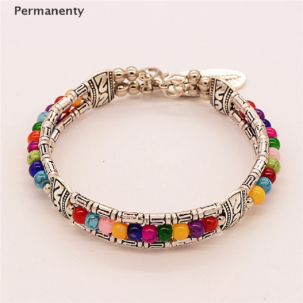 Vòng Tay Bạc Tây Tạng Hình Lông Vũ Màu Ngọc Lam Phong Cách Gypsy Cổ Điển Bohemian