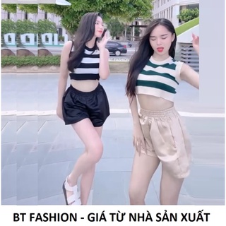 Quần sọt đùi bí vải kaki bóng phom rộng - bt fashion