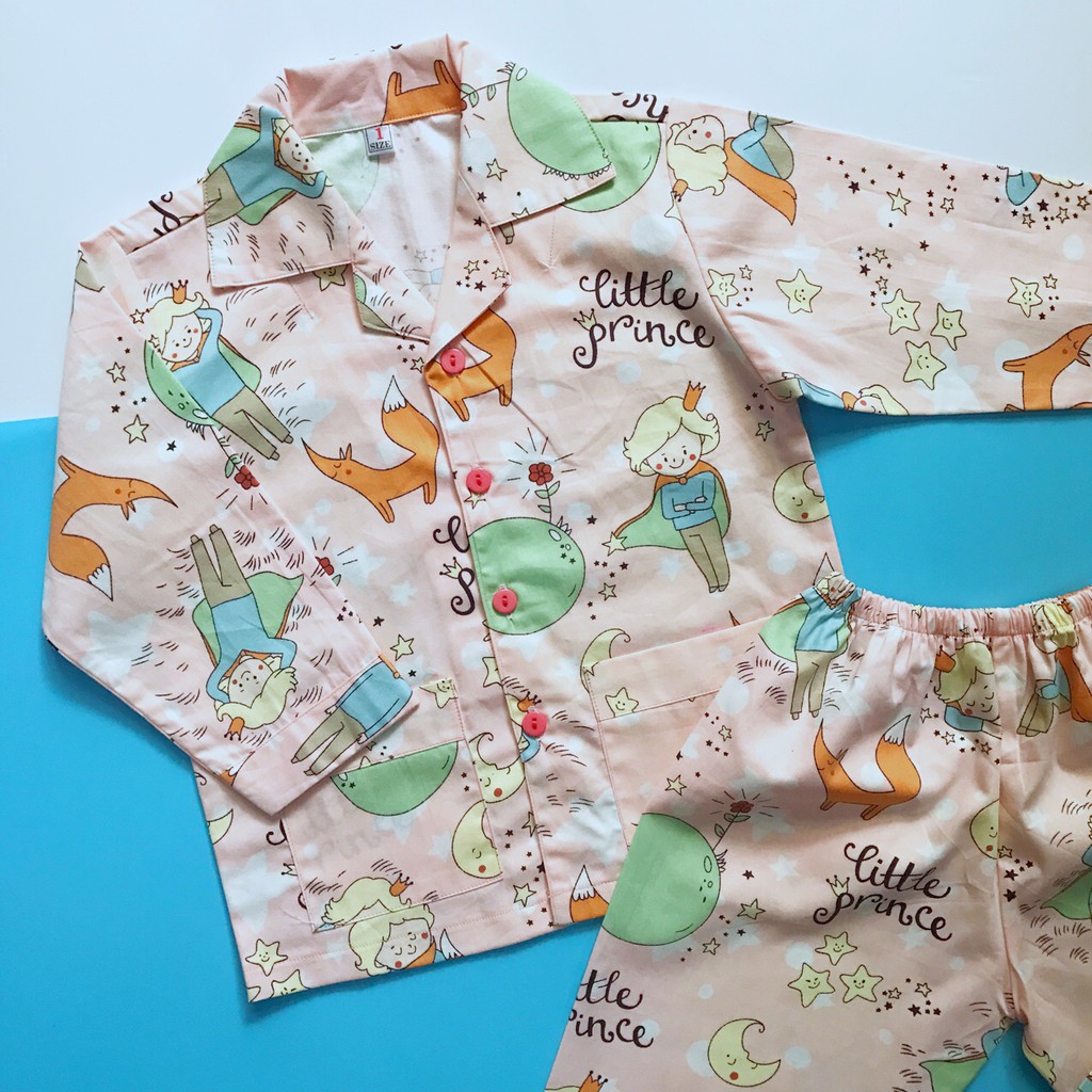 Pijama Cho Bé vải cotton hút mồ hôi - Hoàng tử bé Hồng 10-45kg