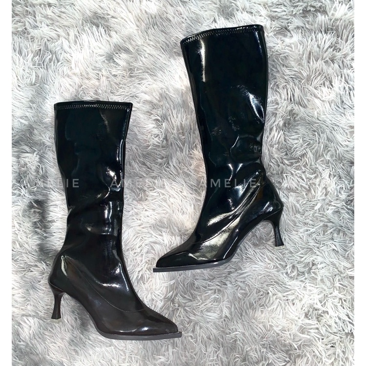 Boots da bóng mũi nhọn đế đúp gót nhọn