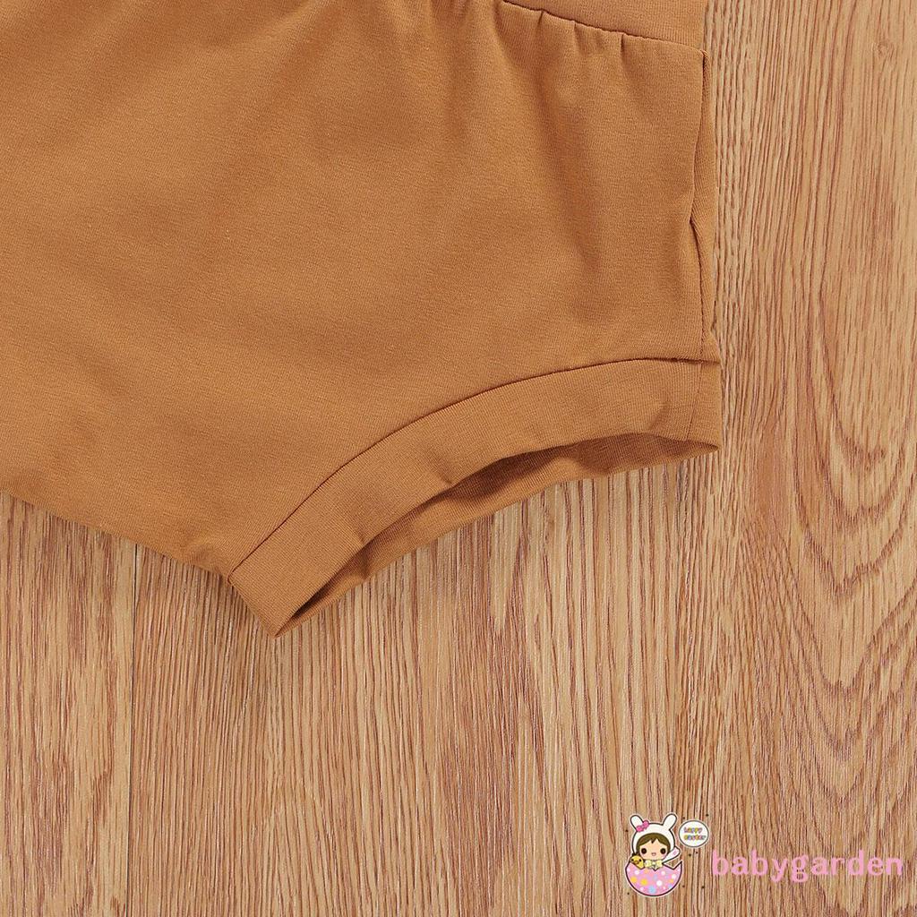 Bộ 3 Cái Gồm Áo Dài Tay Màu Trơn + Quần Short + Băng Buộc Đầu Cho Bé Gái