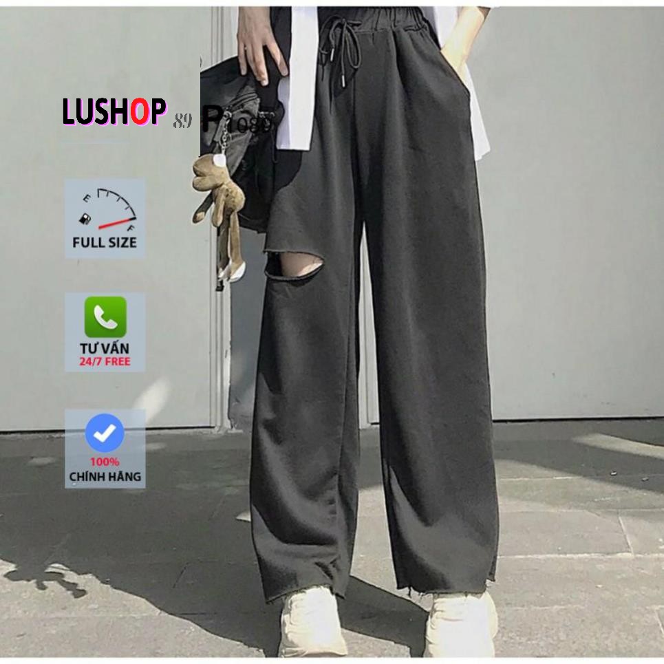 Quần ống rộng nữ ống rộng cạp chun quần ống rộng lưng thun quần nỉ da cá  Unisex Lushop89 | BigBuy360 - bigbuy360.vn