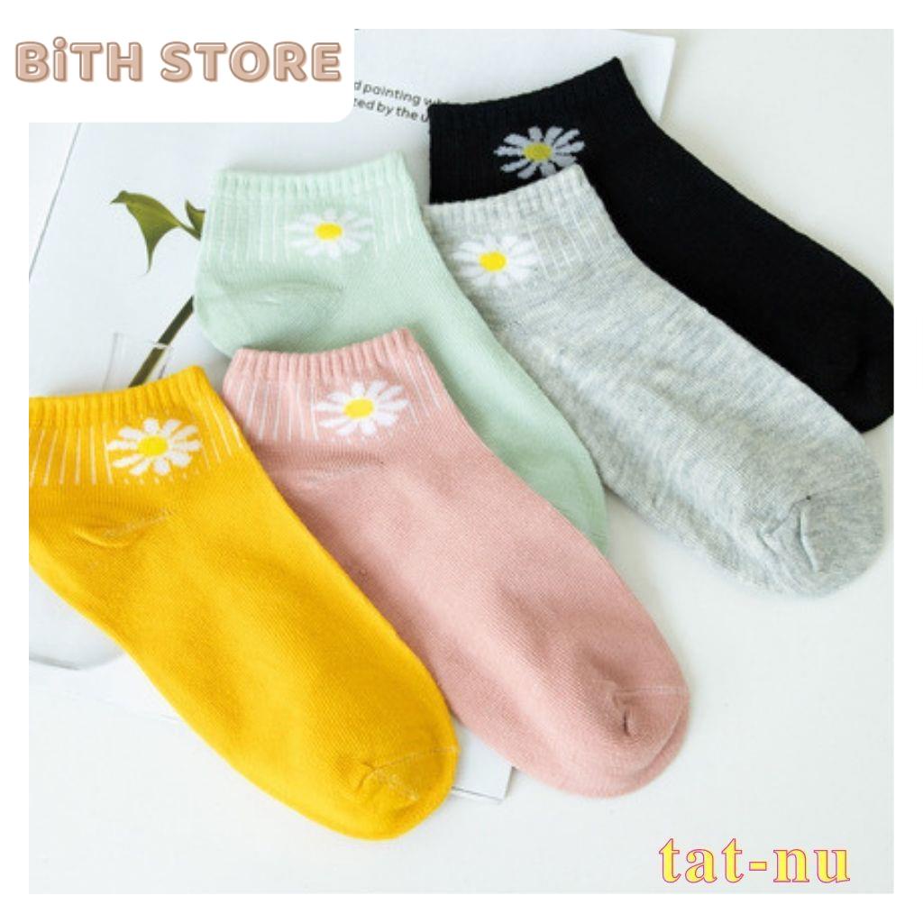 COMBO 10 Đôi Vớ Nữ Cổ Ngắn Hoa Cúc Dày Dặn, Tất Cổ Ngắn Nữ Đi Nhiều Loại Giày Siêu Xinh