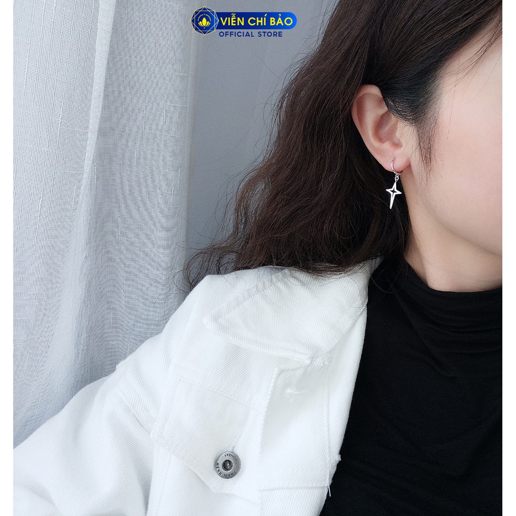 Bông tai bạc nữ hình Sao Băng chất liệu bạc 925 thời trang phụ kiện trang sức nữ Viễn Chí Bảo B400413