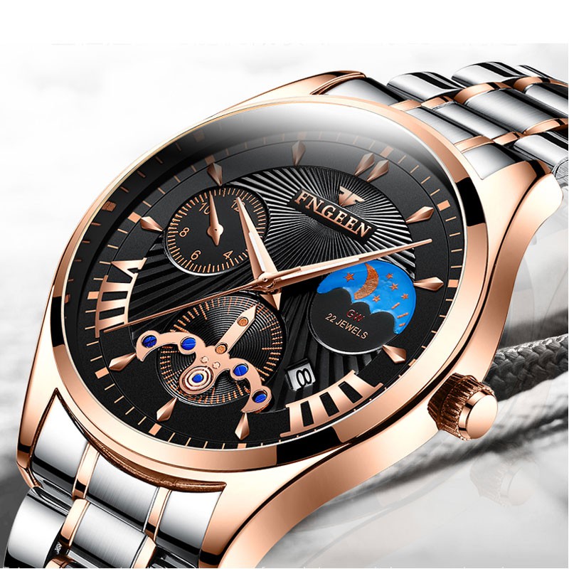 FNGEEN Korean version of the simple fashion watch men's ladies student watch  black calendar waterproof ultra-thin quartz Watch