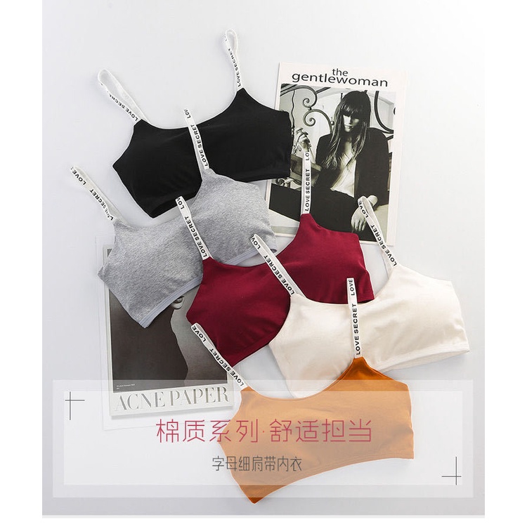 Áo Ngực Bộ đồ lót nữ Áo Lót Cotton Không Gọng Thép Đệm Ngực In Chữ Tiếng Anh Dễ Thương Cho Nữ