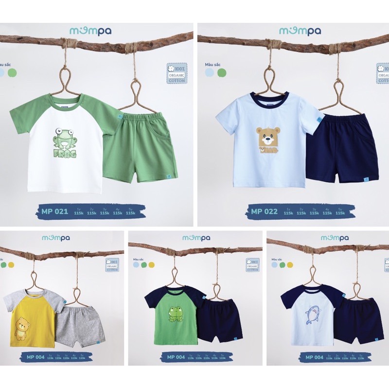 Bộ cộc mompa cotton siêu co giản thấm hút tốt cho bé yêu