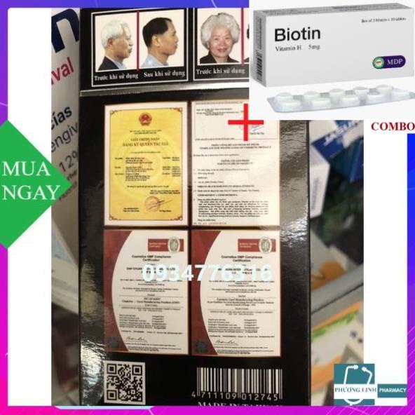 Combo Biotin 5mg+ Dầu gội thảo dược OHBAMA (gội là đen)- 1 bịch