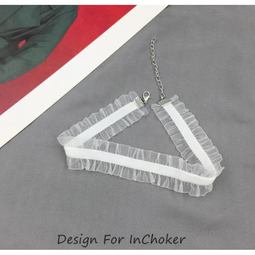 Vòng cổ dây chuyền choker vải ren co giãn phong cách cá tính dành cho nữ