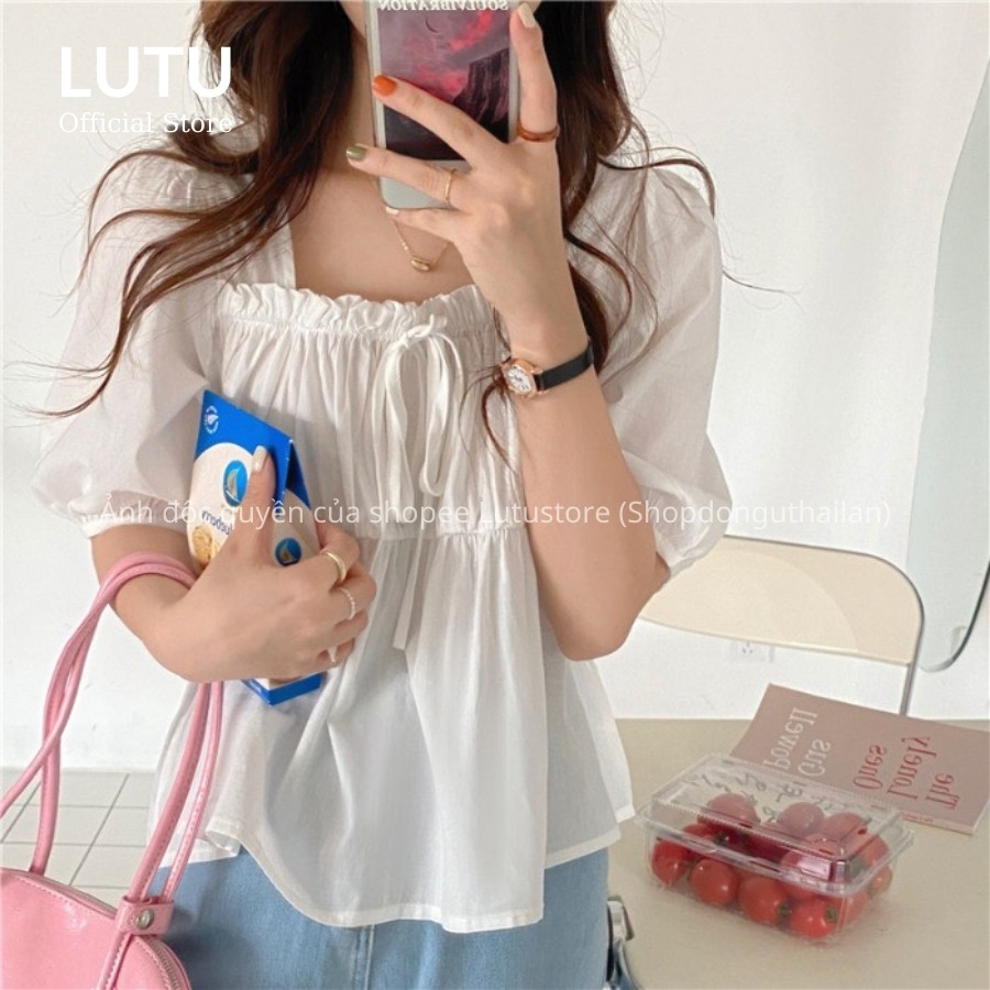 Áo Sơ Mi Nữ Cổ Vuông Bèo Tay Lỡ Dáng Baby Doll Dễ Thương Phong Cách Hàn Quốc | BigBuy360 - bigbuy360.vn