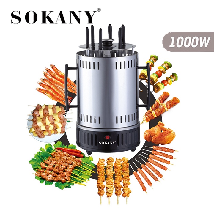 [Mã ELHADEV giảm 4% đơn 300K] Bếp nướng thịt xiên, nướng thịt bbq xoay 360 độ chính hãng SOKANY 1000W [BH 12 Tháng]